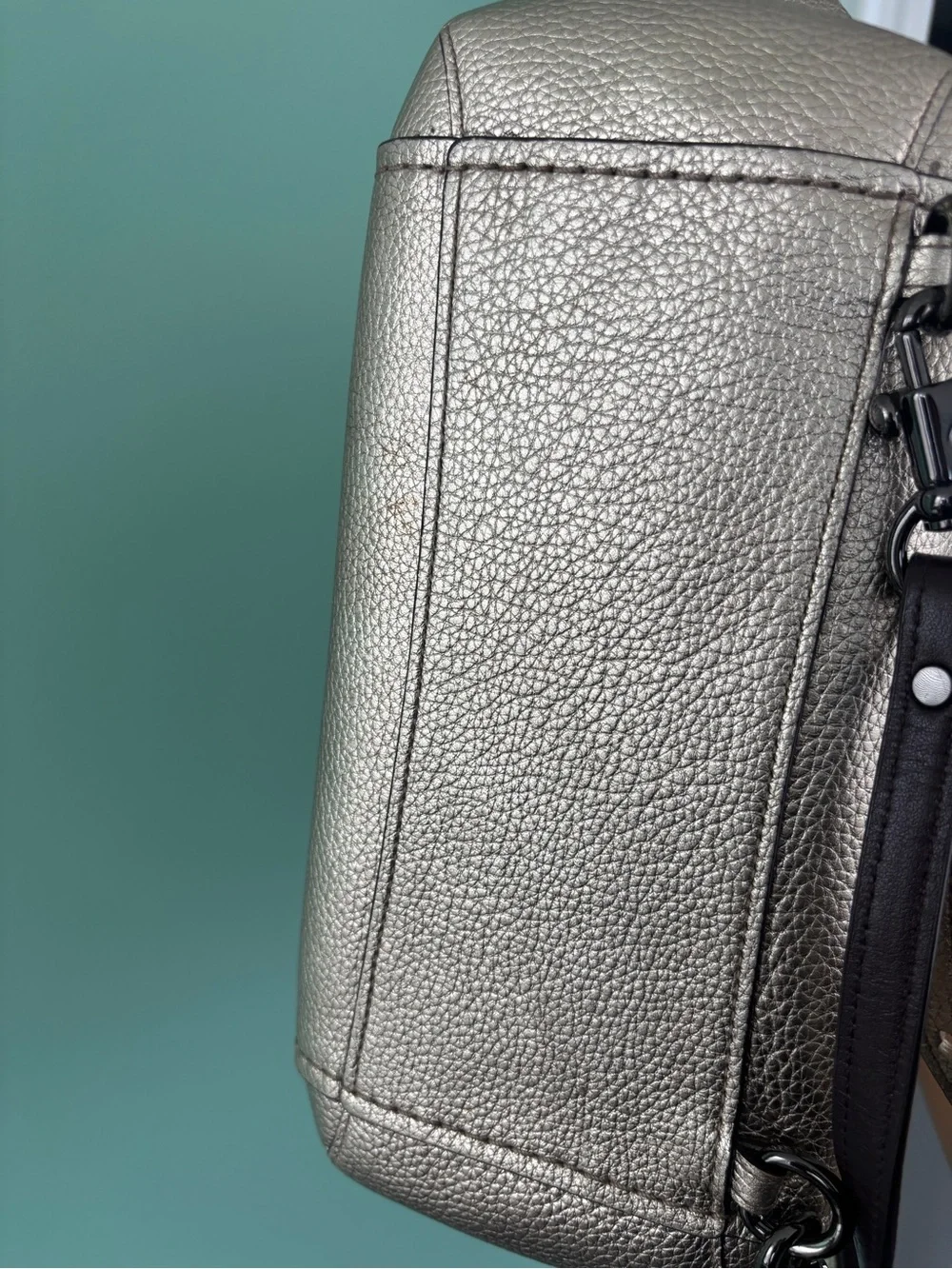 Coach Parker 18 Leather Convertible Backpack Purse Handbag in metallic color